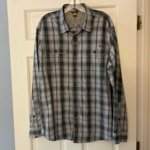 Eddie Bauer Travex Shirt Mens Large Plaid Getaway Flex Button Up Wicking UPF